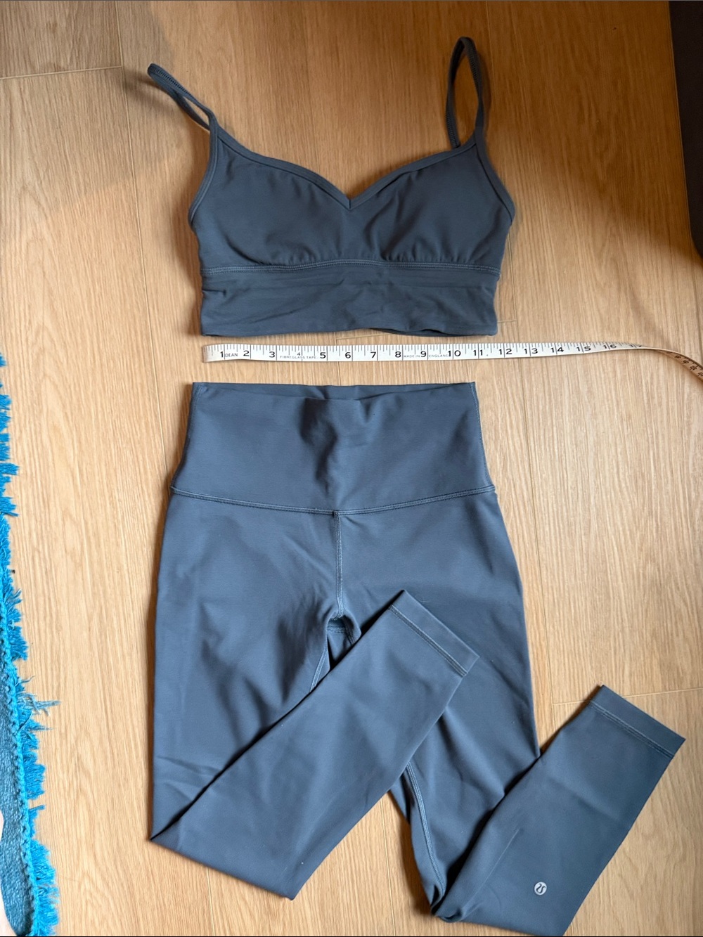 lululemon slate grey blue High-Waist align Leggings with sweat heart Bra